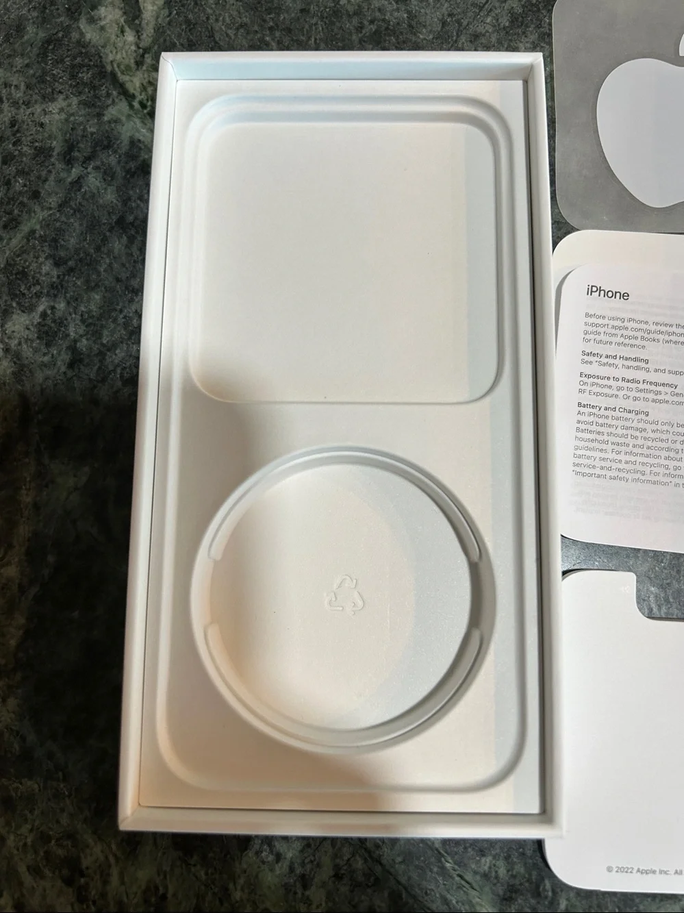 Apple iPhone 14 White Packaging Inserts and Logo Sticker- Empty Box only-